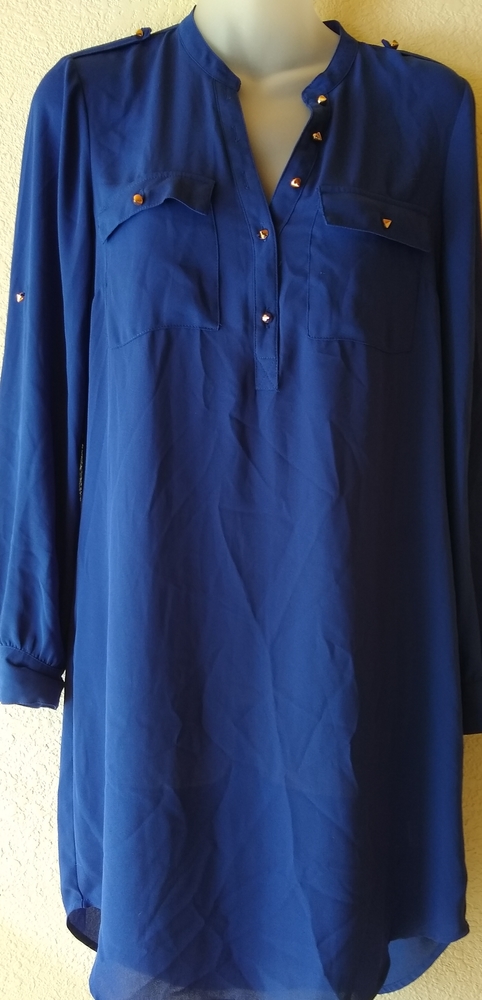 Blue semi-sheer dress tunic XS